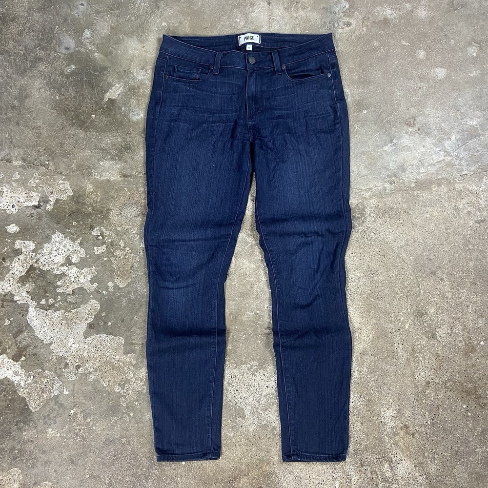 PAIGE Verdugo Ankle Jeans Size 30 Blue Denim Dark Wash Skinny Stretch Casual
